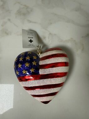 Christopher Radko Brave Heart 9/11 Red Cross Glass Ornament NWT Poland